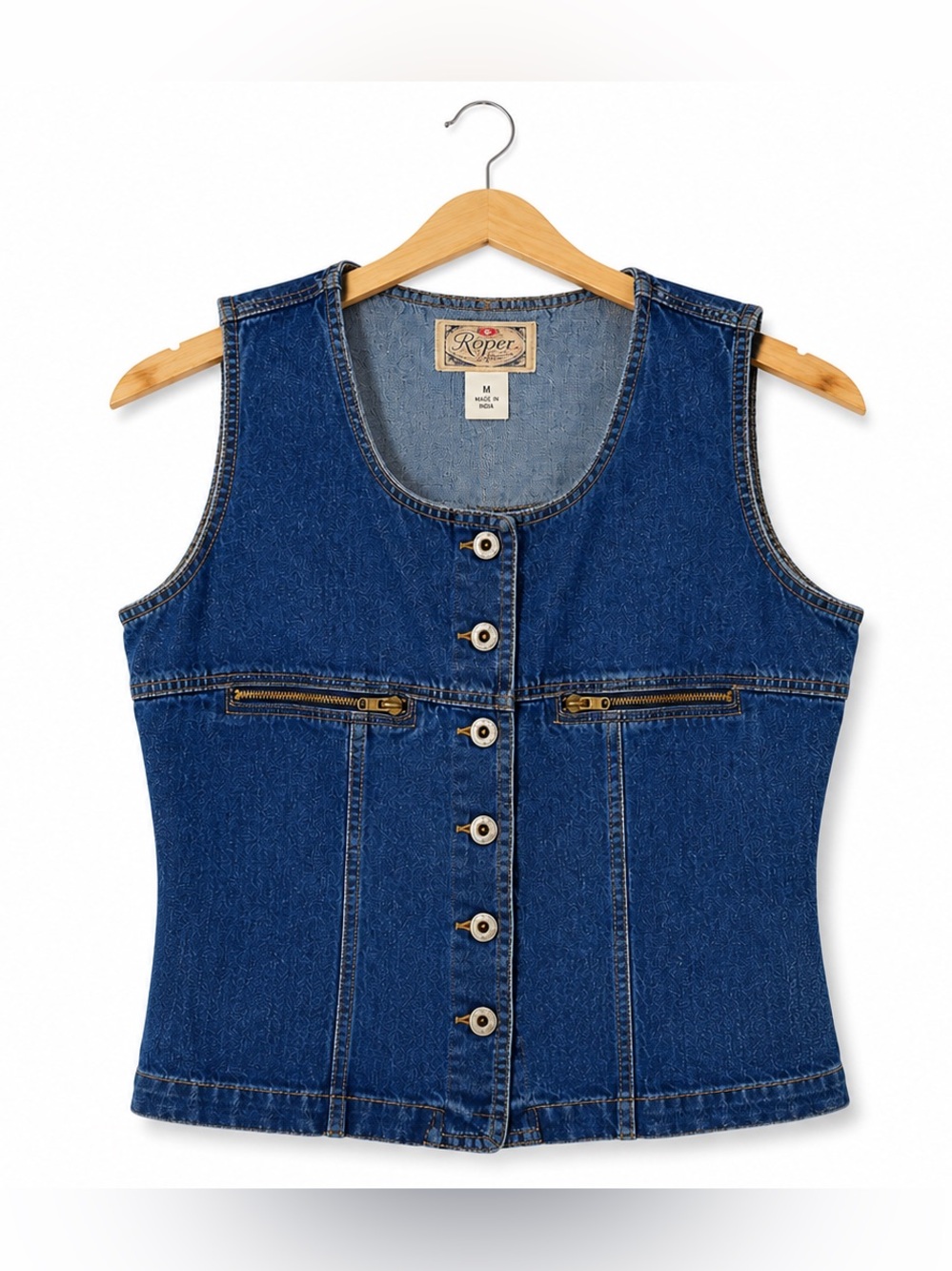 Vintage Grass Raggs Denim Jean Vest Women’s Small Made in USA 90s Western